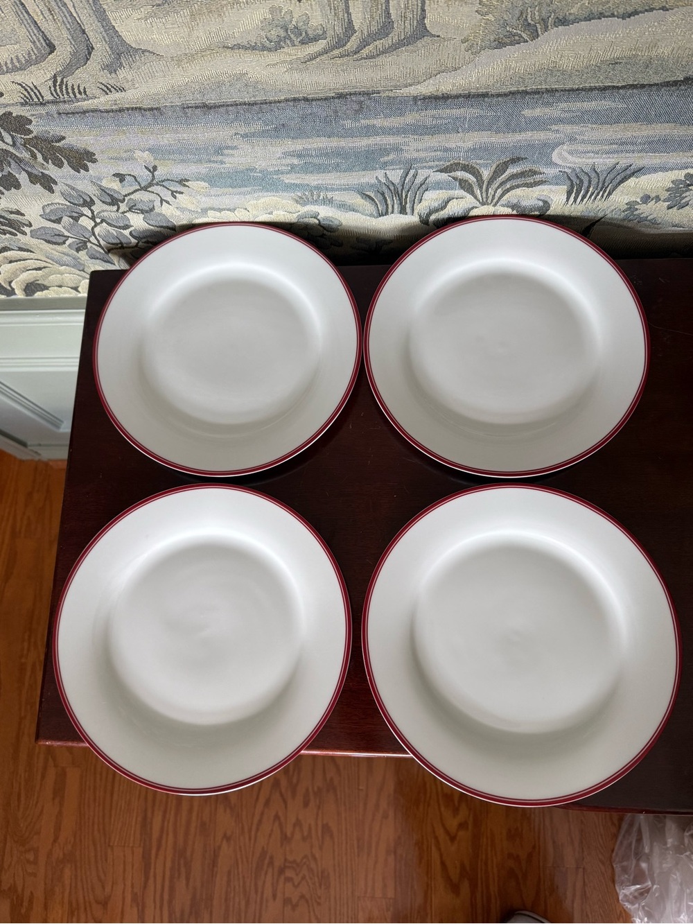 William Sonoma Open Kitchen Bistro Red Set of 4 10.5” Dinner Plates